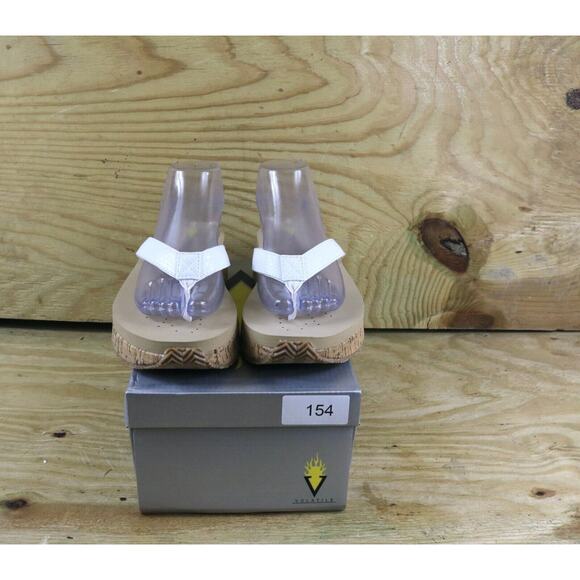 New Volatile Sandals Womens 10 White Leather Snake Platform Thong Neville Shoes - Picture 2 of 6